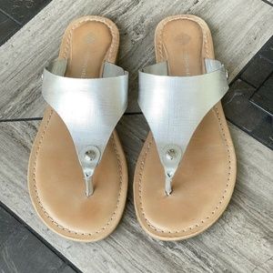 Antonio melani Lennore Silver Leather Thong Sandal